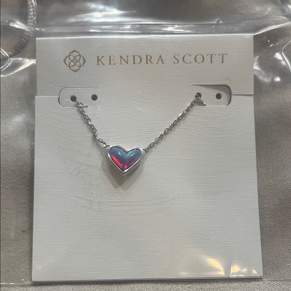 NWT Kendra Scott Heart Pendant Necklace with Blue and Pink Accents